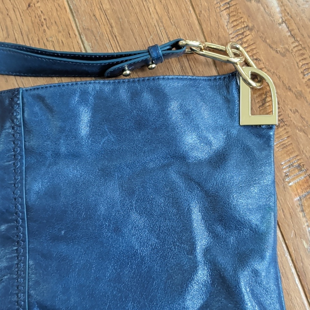 Badgley Mischka Hobo Blue Leather Shoulder Bag - Picture 2 of 8